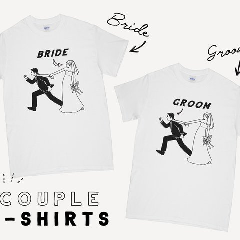 ペア Tシャツ【Bride&Groom】 │ 結婚 ウェディング 新郎新婦