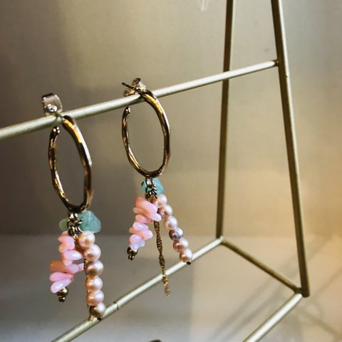 珊瑚×淡水パールピアス