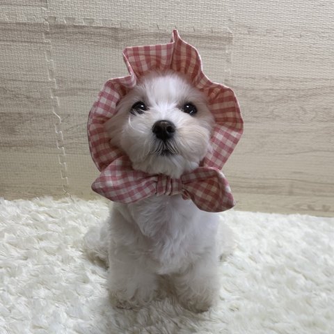 犬の　ぼうしみたいなスヌード👒　ピンク色💖