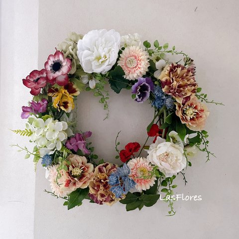 〈受注制作〉spring　garden　blue　Wreath