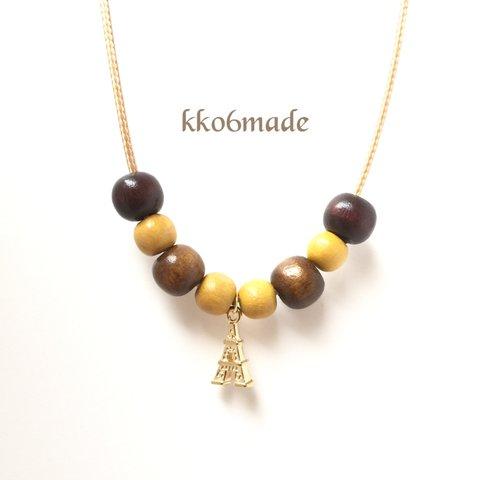 ウッド【yellow×brown】ネックレス