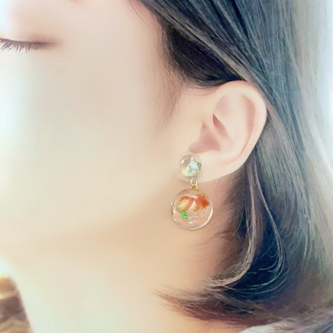 レジンサマー金魚ピアス