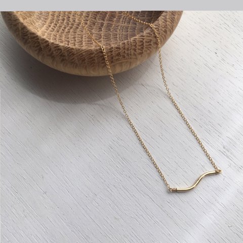 14kgf 　wave tube necklace ウェーブチェーンネックレス