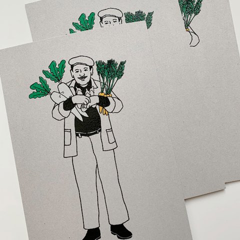 野菜おじさんポストカードー3枚セット