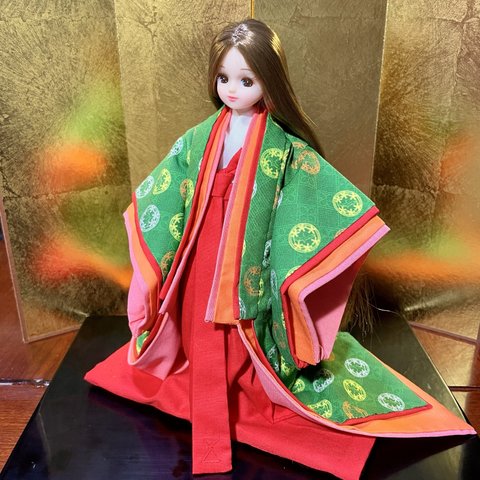 【完売】No.315  ミニチュア着物　小袿(十二単風)  リカちゃん着物　着せ替え