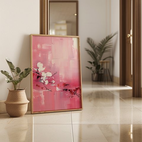 桜のペイントポスター / i1721 / サクラモチーフ　抽象画　インテリアポスター