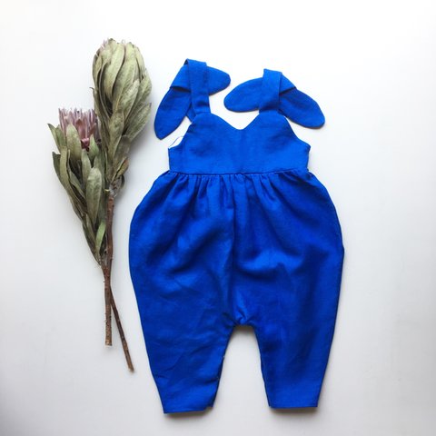 linen blue rompers / for baby - 80cm -