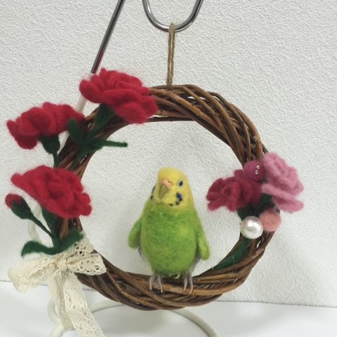 ※専用ページです※  kaorimaomamo様ご依頼のセキセイインコのリース♪羊毛フェルト