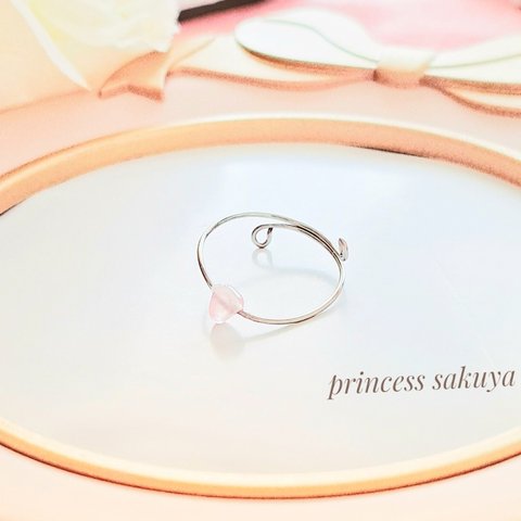 ローズクォーツ💓ステンレス💓ワイヤーリング💍