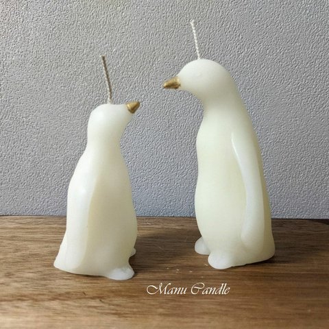 《再入荷》ペンギンの蜜蝋キャンドル【親子セット】