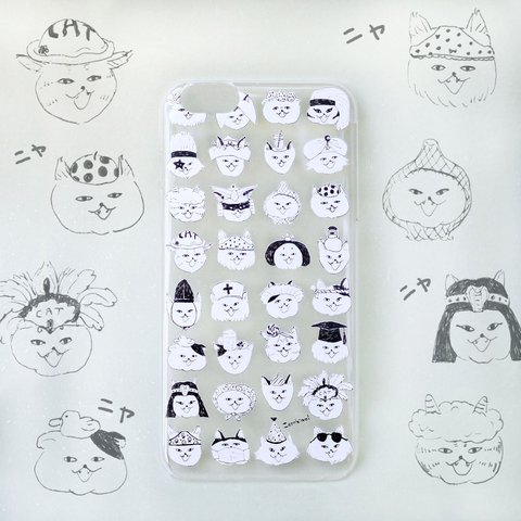 ニヤつく猫iPhoneケース／クリア