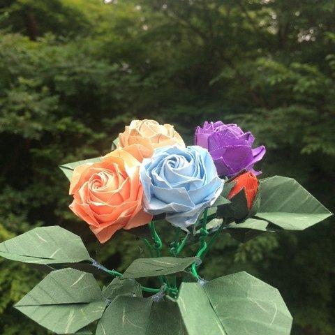 越前和紙で折った薔薇の花束