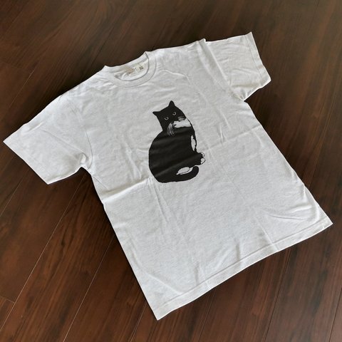 【NEW】タキシード猫のTシャツ L（5.6oz/ねこ アッシュ/インクジェットプリント）