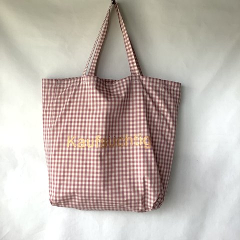 大きなエコバッグ”お買い物中毒kaufsuchtig“ pink