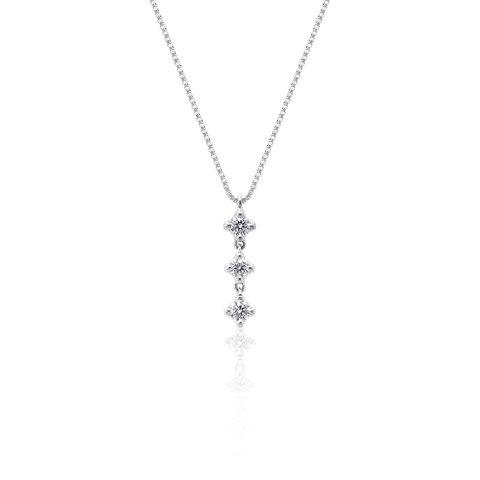 プラチナ 天然石 H&C ダイヤモンド スリーストーン ネックレス 美輪宝石 ミワホウセキ