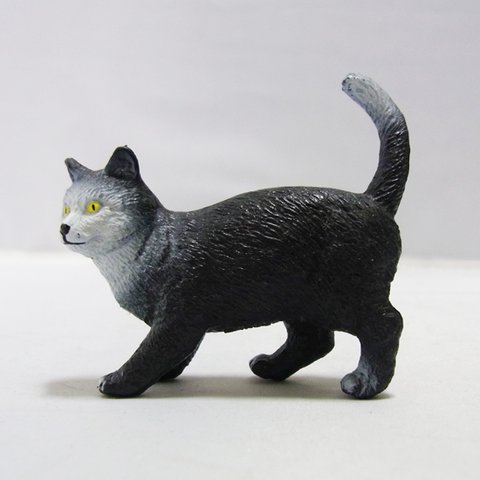 【ブリーランド】　アニマル・フィギア・No.715-ネコ　ブラック/グレイ