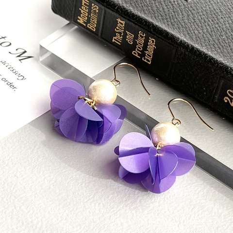 purpleスパンコールピアス/イヤリング