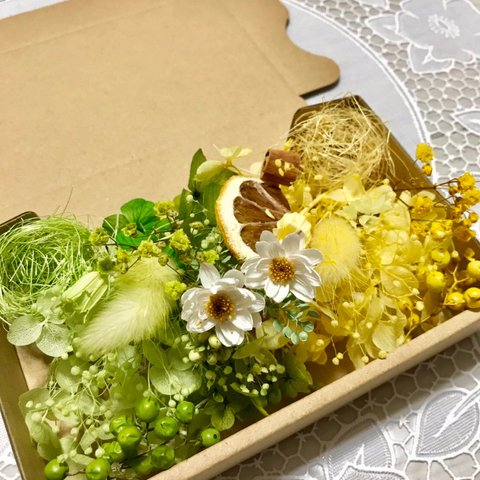 花かんざしとドライレモン＊ハーバリウム 花材ドライフラワー  花材セット