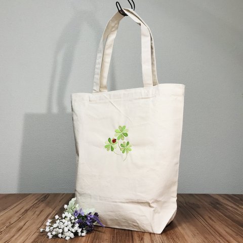 刺繍入りスタンダード　キャンバス　トートバッグ（M）内ポケット付き