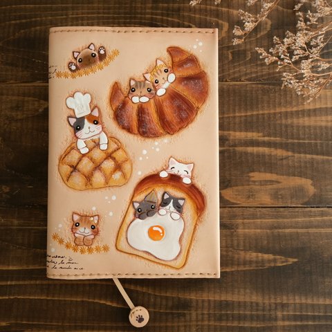 ＊（B6サイズ）パン猫ちゃんたちの手帳カバー