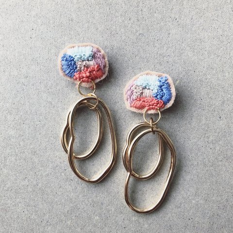 baby blue×foop刺繍ピアス