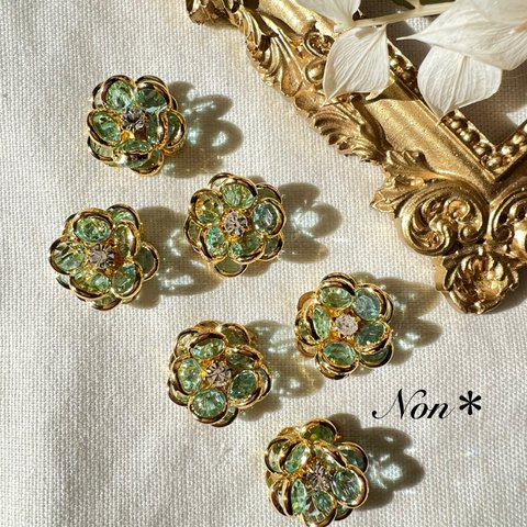 【4個】ヴィンテージアクリルカボション　アクア