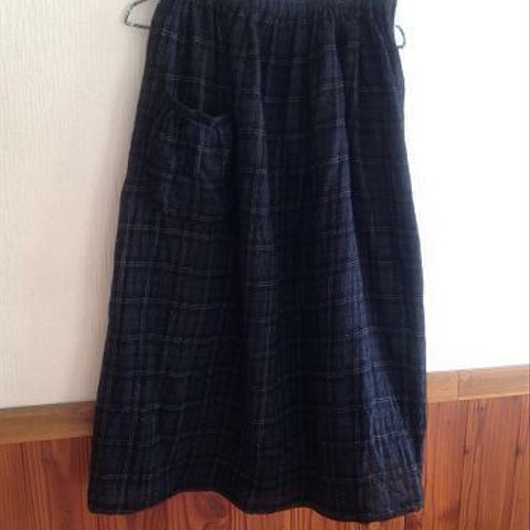 ウールガーゼのスカート　フリーサイズ（チェック）