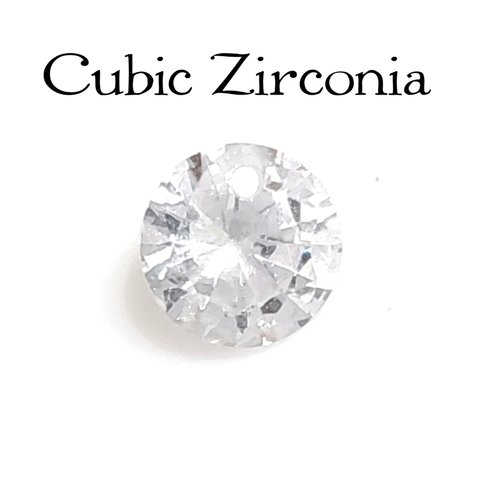 [送料無料]12㎜2個 横穴1ヶ所 キュービックジルコニア ダイヤモンドカット