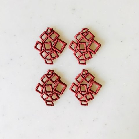 Matte Red Small Linked Square Parts