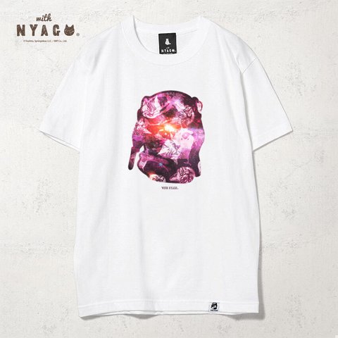 with NYAGO Tシャツ 半袖 猫 グラフィックシャツ tシャツ［ パイロット ギャラクシー レッド 宇宙 1020 ］