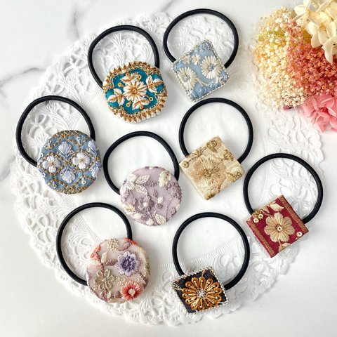 インド刺繍ヘアゴム🌼