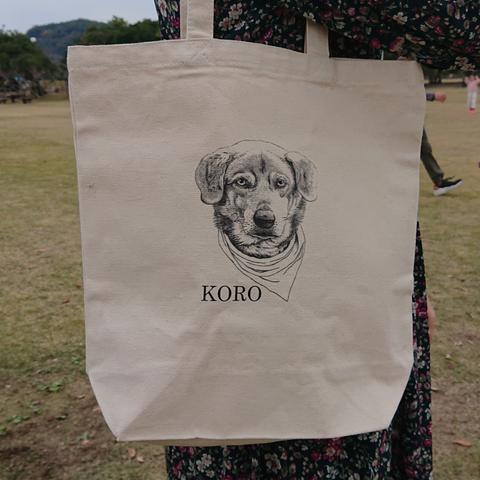 雑種犬 KORO バッグ 手書き イラスト トートバッグ