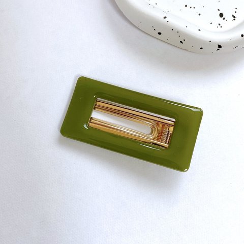 khaki hair clip♡square