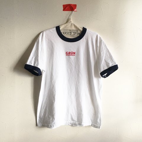 ワンポイントリンガーTee/OFF WHITE×NAVY