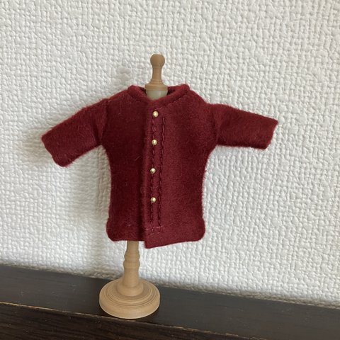 オビツ11 woolのコート　ワインレッド