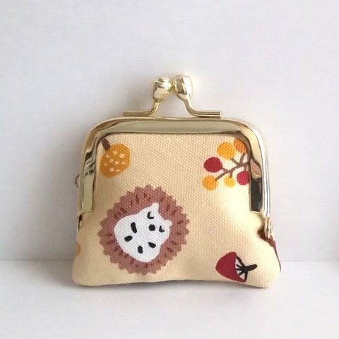 ■角型■小さいがま口：ちっちゃいがま口：角229：かわいいがまぐち：小さい財布：littlie purse：ハリネズミ,キノコ,hedgehog