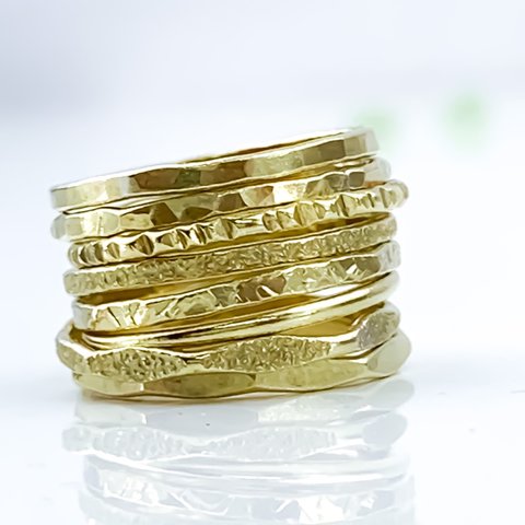 【5本セット】選べるデザイン　Brass Ring　1.2mm （真鍮）   ／ピンキーリング 華奢　シンプルリング　ペアリング　重ね付け　リング＊指輪