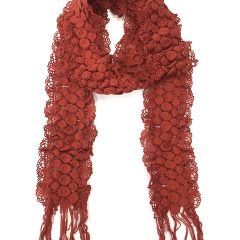 * もっこもこ * のレースストール♪    Lace stole (red)