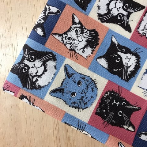 【シーチング55×50】 cat square・ピンクサックス