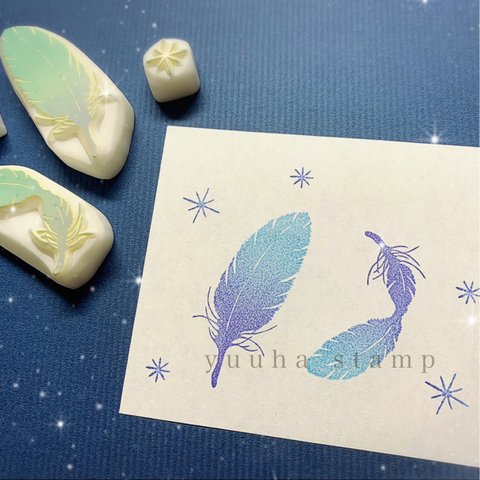    【受注制作】✳︎✳︎Angel's feather   fairy's feather✳︎✳︎     〜キラキラ羽根はんこ 4点セット〜