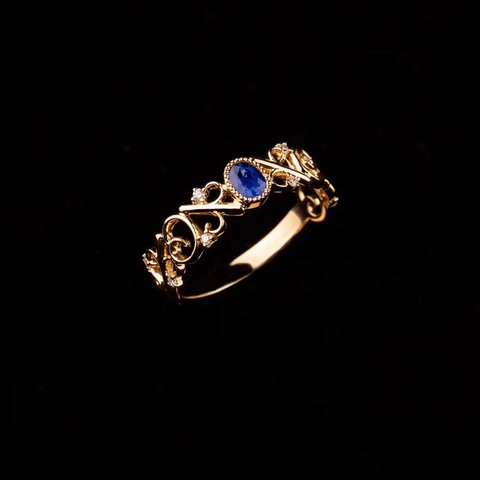 「高雅・ロイヤル」K18 天然サファイア/ルビー　天然ダイヤモンド　リング　ロイヤルブルー　ring