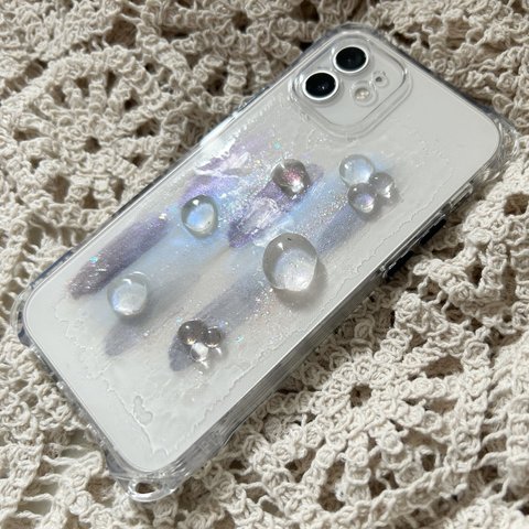 ［iPhone12スマホケース］『雨上がり』ニュアンスレジンスマホケース   