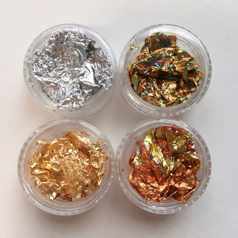 再入荷★4色セット★ケース入★金箔 銀箔 風 ★ナゲット★ホイル★レジン★ネイル