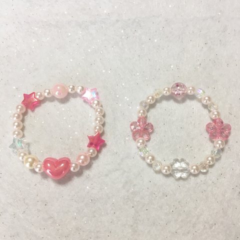 人魚姫のブレスレット＆透明なお花のブレスレット