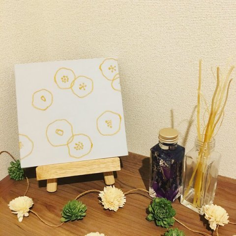 北欧風お花刺繍柄ファブリックパネル