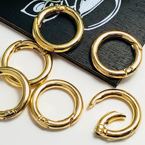 キーリング カラビナ 25mm 丸  ゴールド アクセサリーパーツ