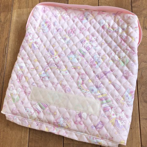 防災クッションカバー☆30×33cm厚み5cm ゴムバンド付き　裏地サテンつき【ユニコーン柄】★BK.4 女の子　座布団カバー　入園 ゆめかわ　ペガサス｜Hoshizora☆ほしぞら