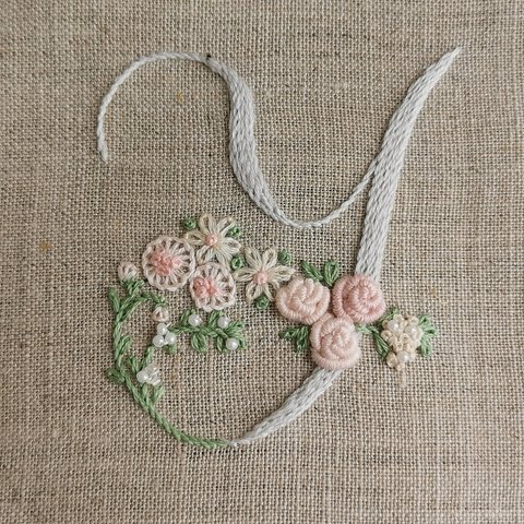 お花とアルファベットの刺繍キット　Y