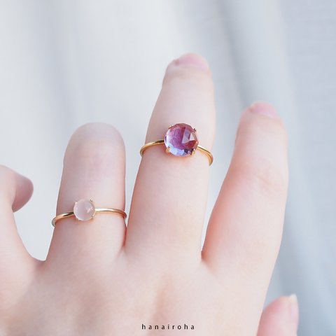 【2月誕生石】*Silver925/18kgp ♢ 菫色の宝石のリング  *宝石質アメジスト