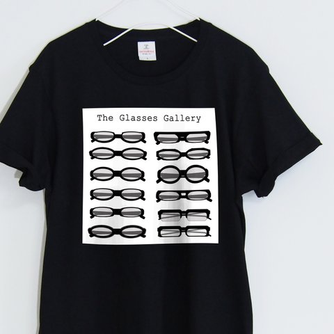 メガネだらけの素敵なTシャツ 【ブラック】メンズもレディースもあります♪  クルーネック おしゃれ